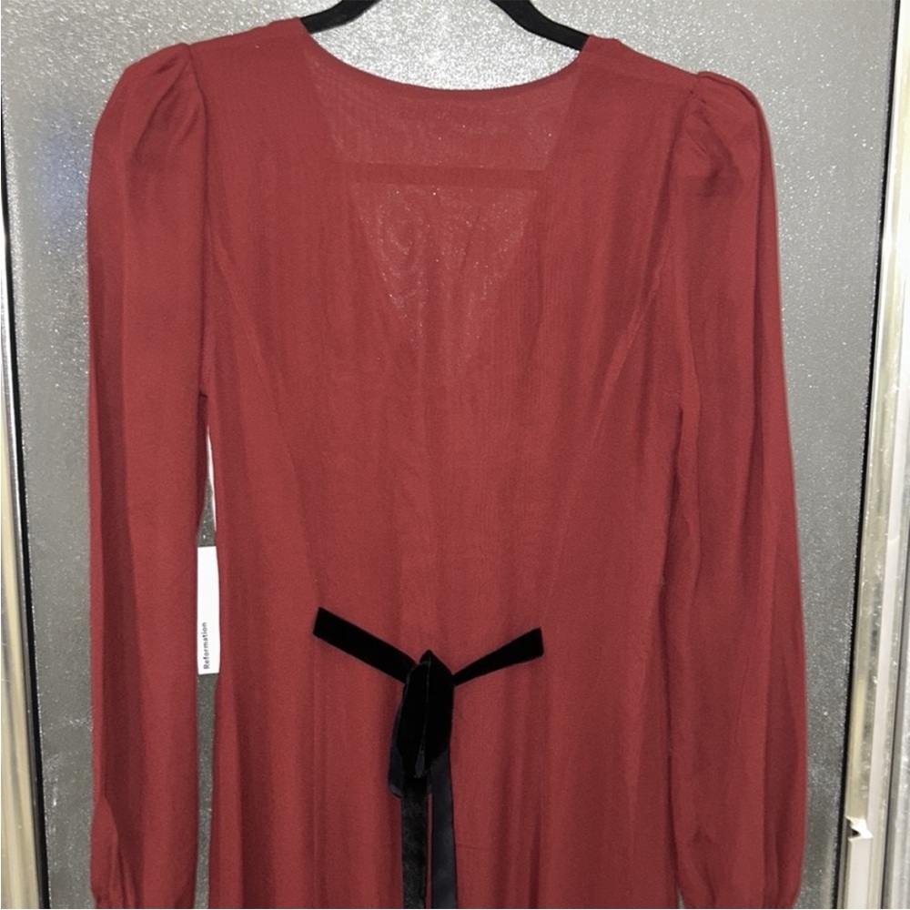 Reformation Deep Red Button-Front Maxi Dress - Picture 11 of 14